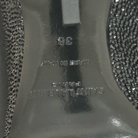 NWT YSL Saint Laurent 110mm Opyum Crystal Embellished Leather Heels Pumps Black - Picture 8 of 9